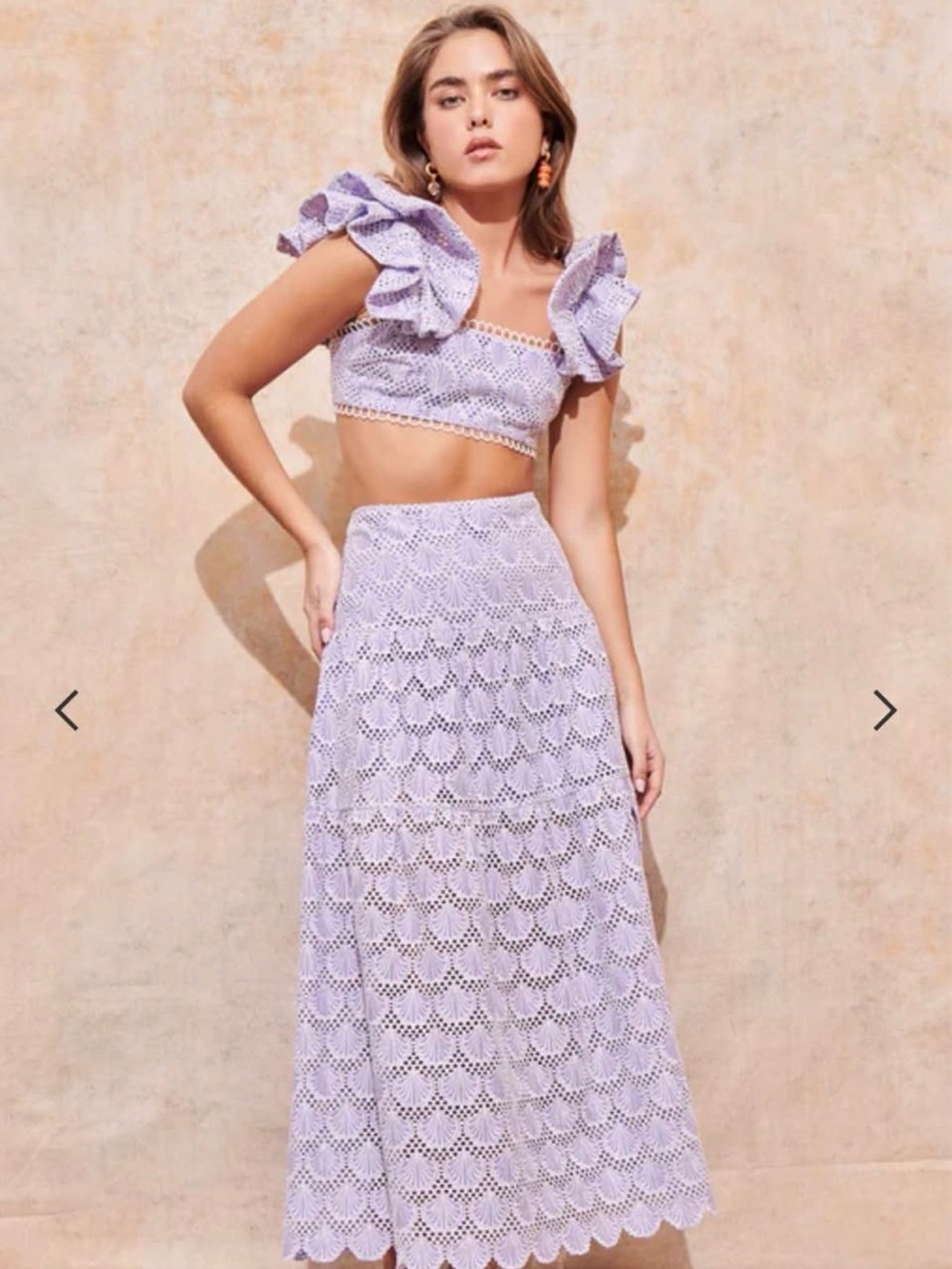 SAYLOR Lavender Crochet Maxi Skirt
